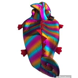 Horned iguana metallic rainbow dog Halloween costume L